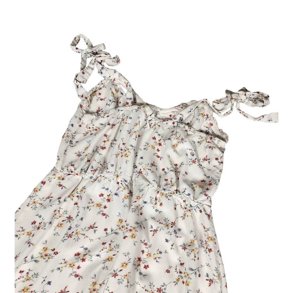 Mimi Chica White Floral Tie Strap Midi Dress Ruffle Hem‎ Sweetheart Neck Small - Picture 12 of 12